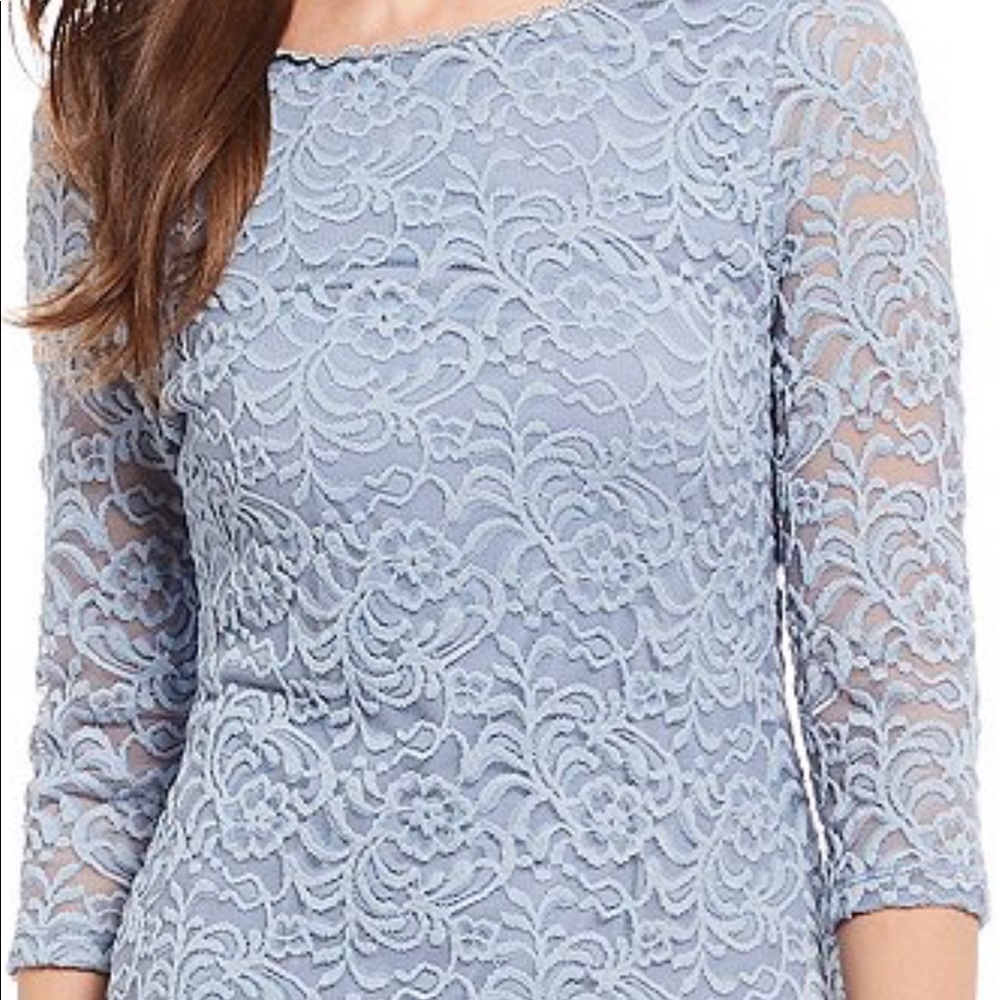 KARL LAGERFELD 3/4 sleeve Lace Stretch Scallop Top